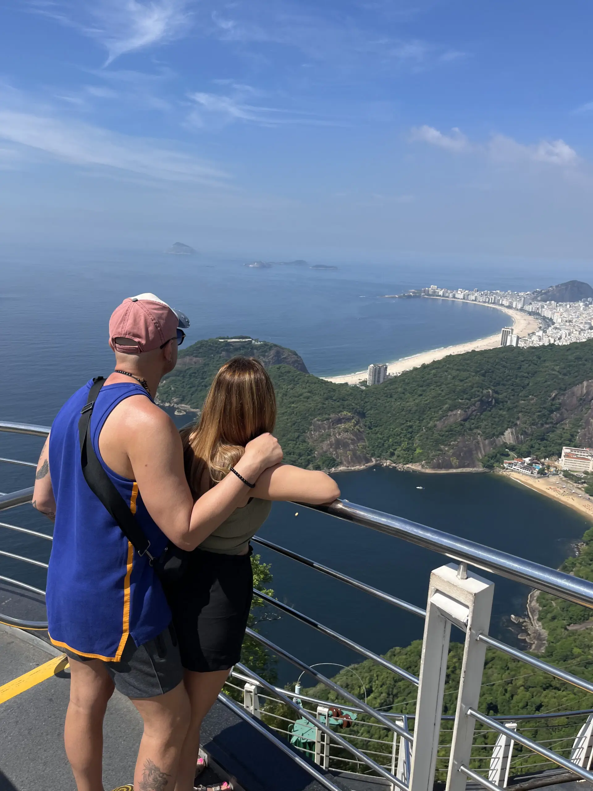 Andréa, tour guide, at a viewpoint in Rio de Janeiro
